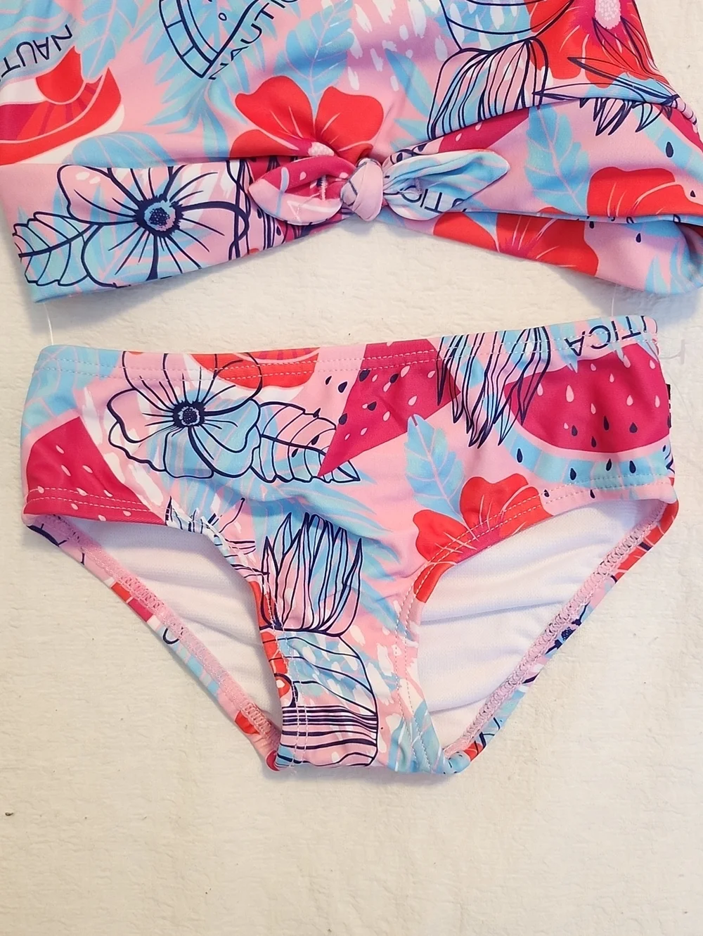 Nautica Girls Pink Floral Watermelon Rash Guard Two Piece Swimsuit Set 2T NWT